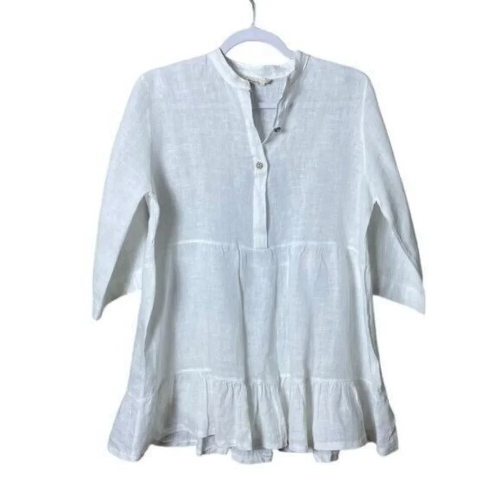 Logica Linen Women BabyDoll Top Bohemian Small Made in Italy Twilightcore Bella_3